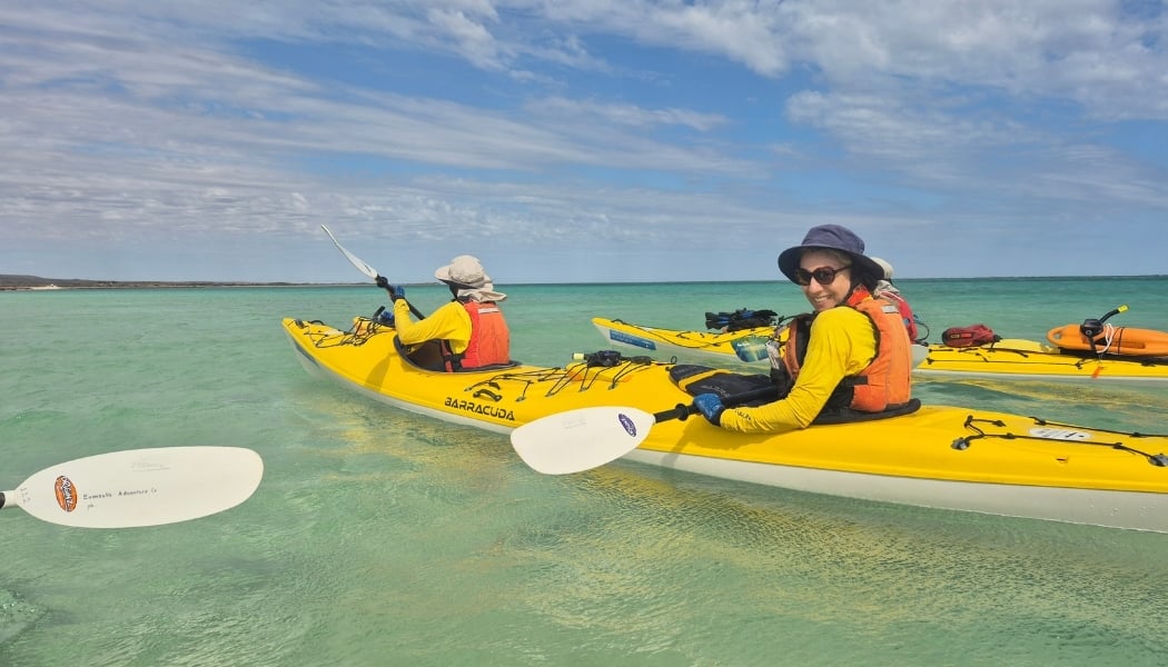 Kayaking in clear waters