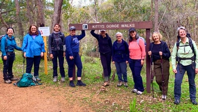 A group of women at the start of a trek