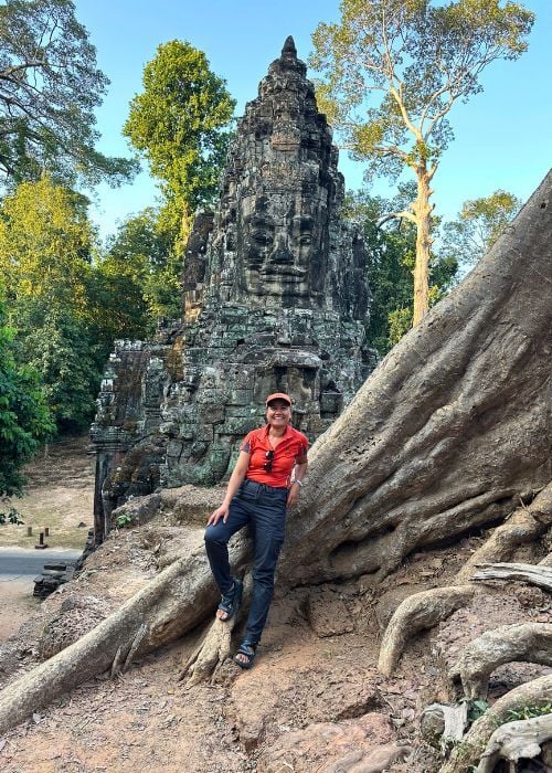 AW Legends on the road _ Marie, our Cambodian expert at the famous Angkor Wat Complex