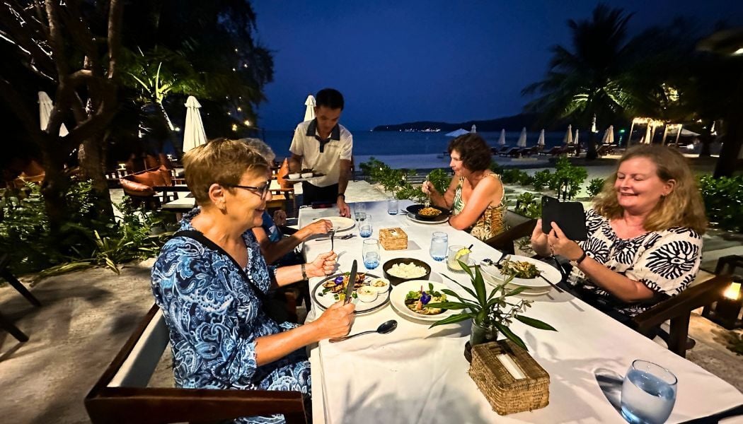 Enjoying dinner on the beach at Koh Rong Sanloem