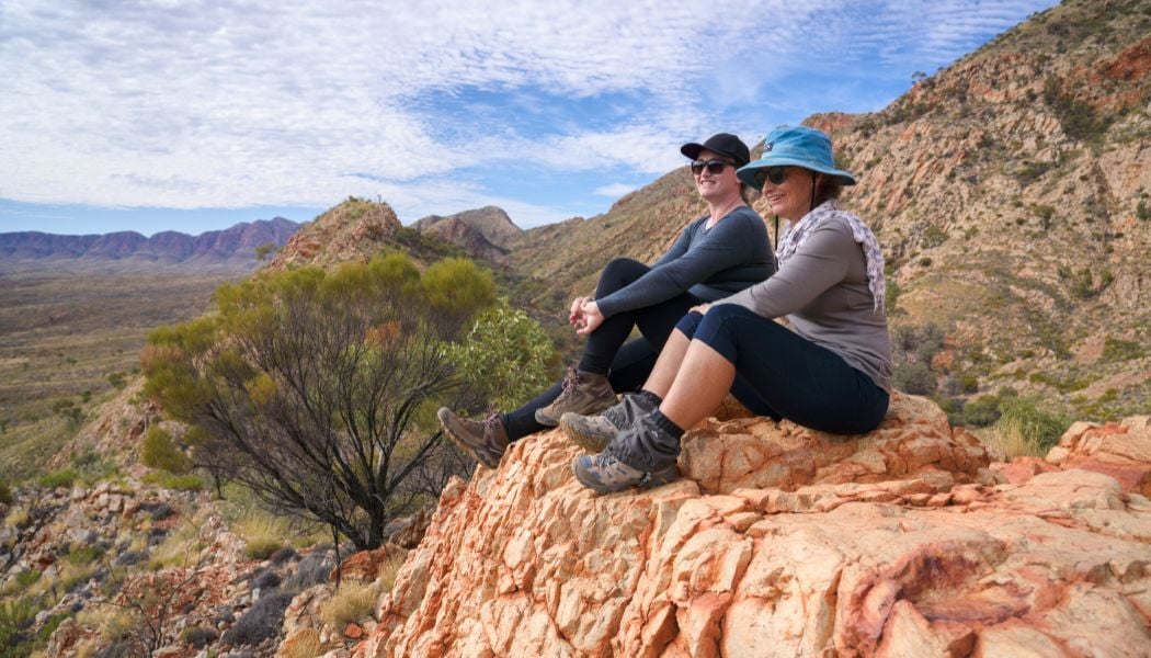 Enjoying the views after a challenging hike (credit_ Luke Tscharke)