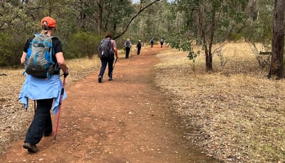 Group of women hiking through a national park