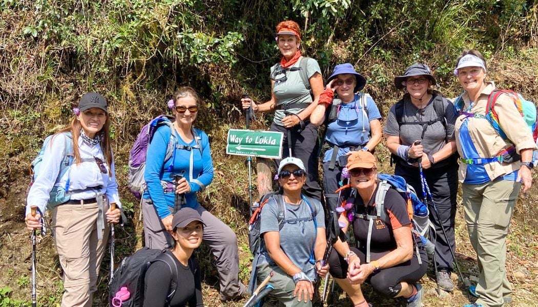 Group trekking photo on trail to Lukla-1
