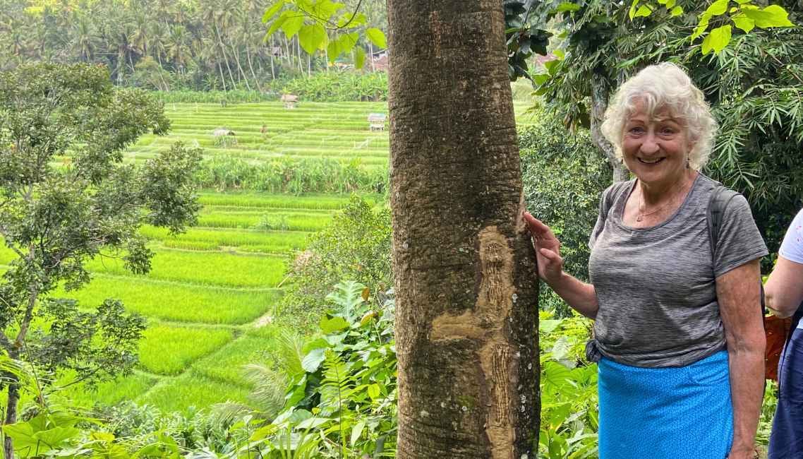 Hiking through rice terraces in Bali