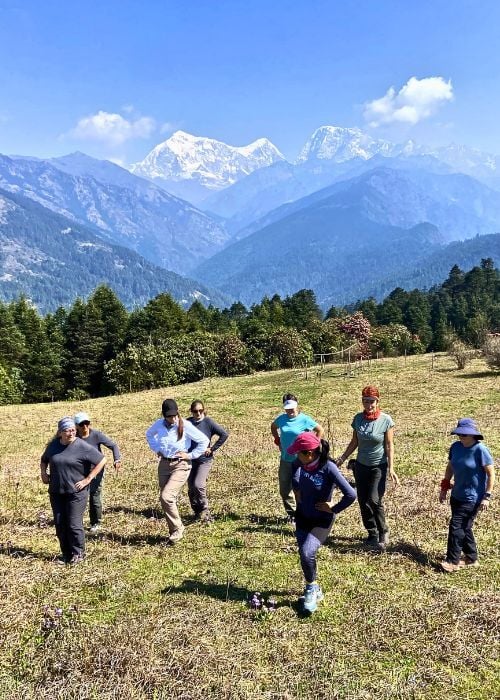 Learning some wicked dance moves with Mt Everest as a backdrop