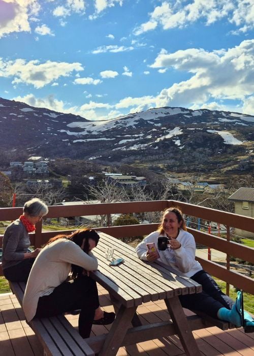 Relaxing at mountain lodge