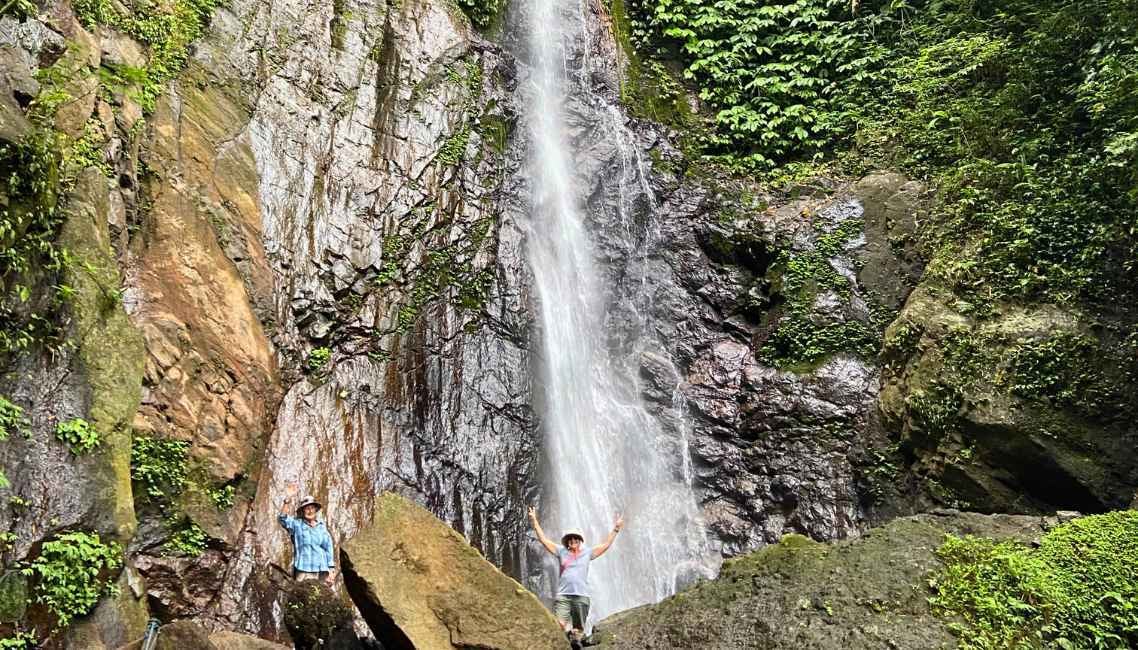 Trekking through waterfalls in Bali
