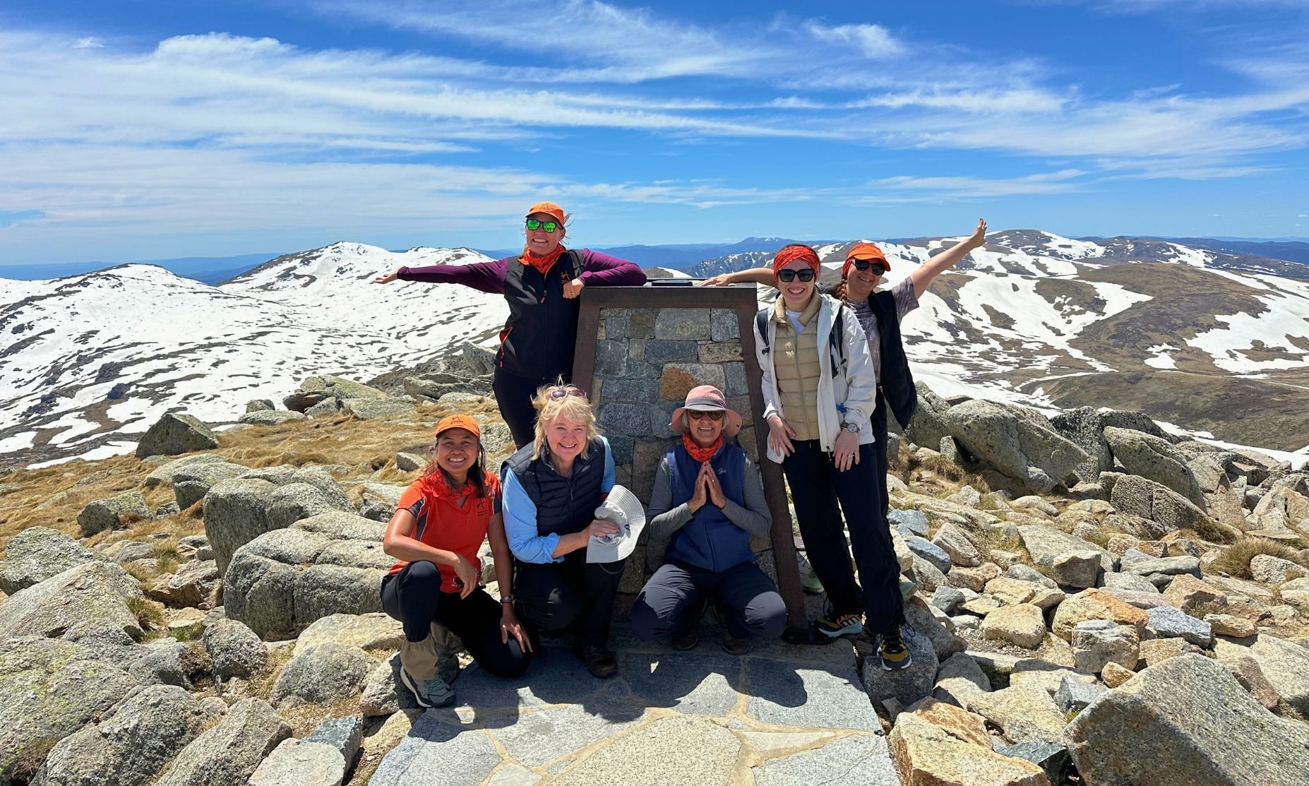 Women hikers at the summit of Mt Kosciuszko