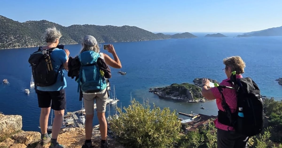 Women taking in the views of the coastal trails in Turkey