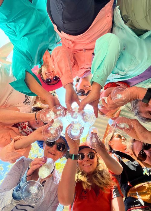 Group of women enjoying a post hike refreshment