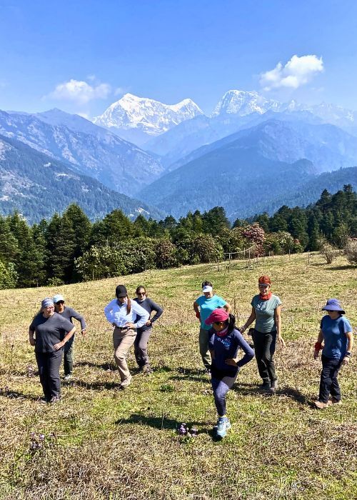 Learning some wicked dance moves with Mt Everest as a backdrop