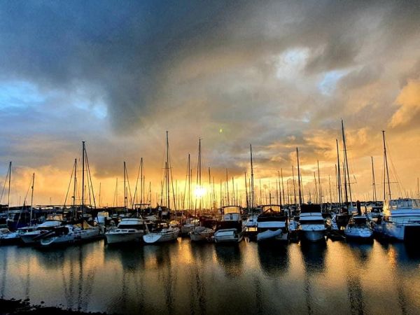 Boats at sunset 