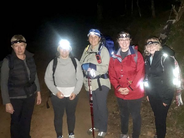 Hikers and their head torches